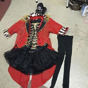 Dark  Ringmaster Costume Jacket And Hat Headband With Extras
